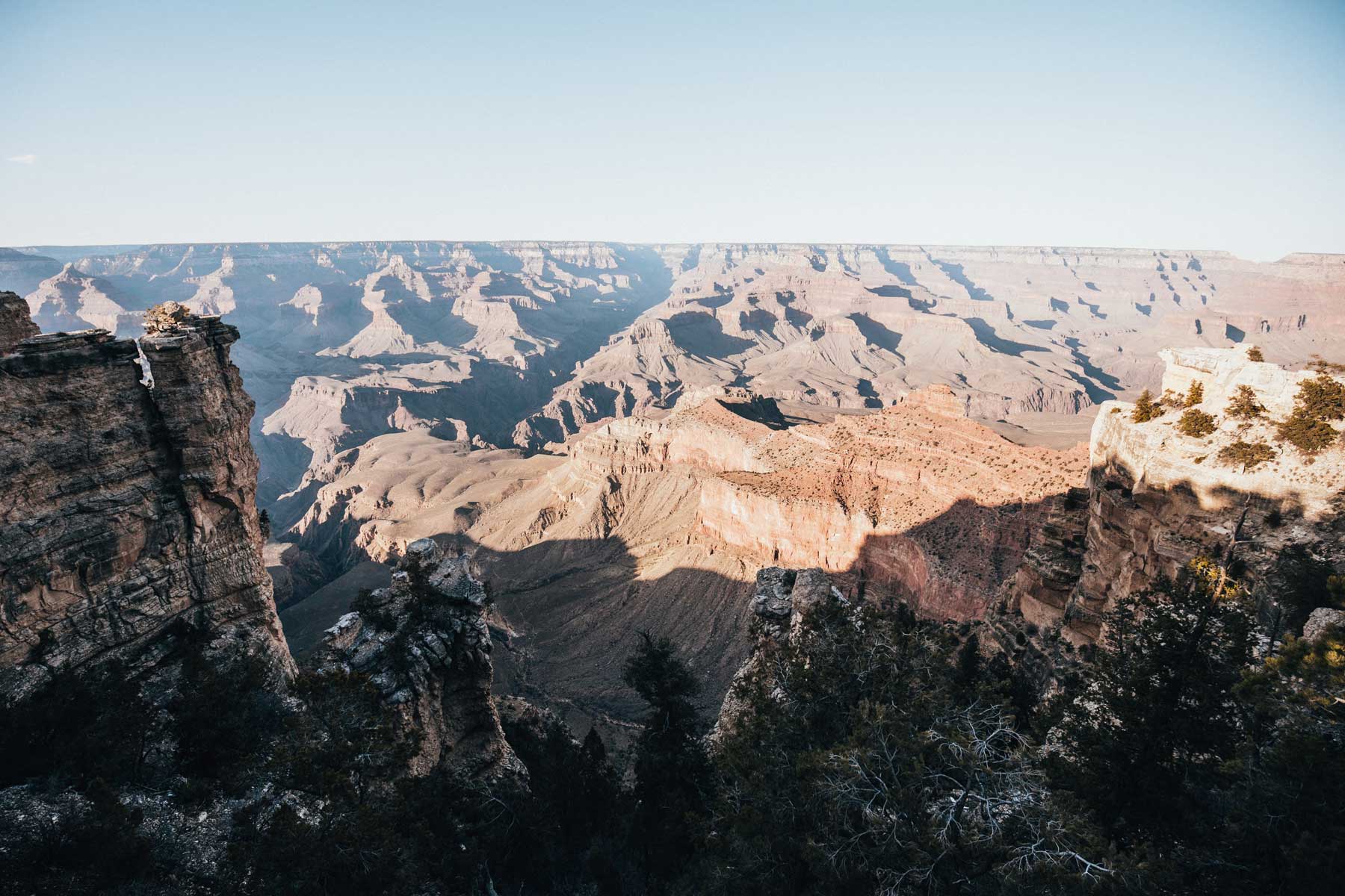 Sun and shadows over a canyon